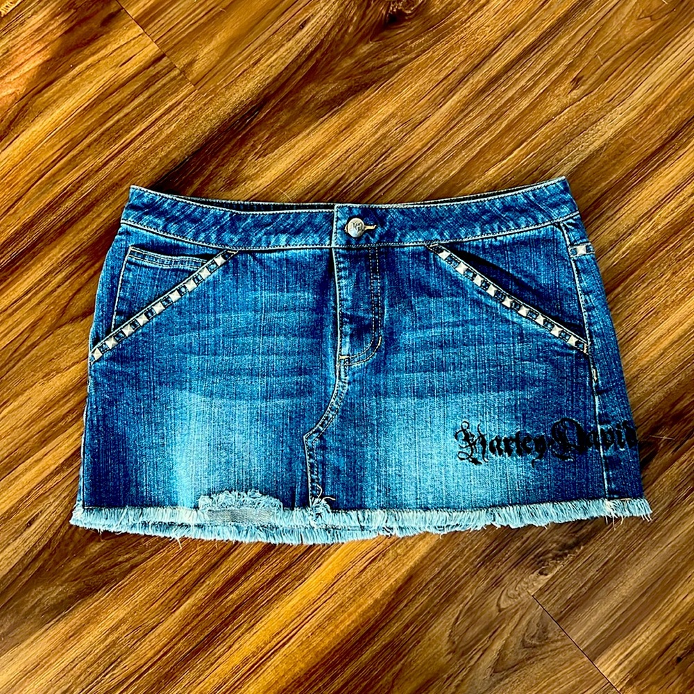 Harley Davidson Denim Studded Mini Skirt